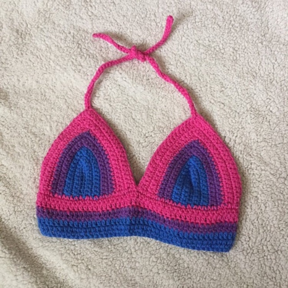 Bisexual flag crop top